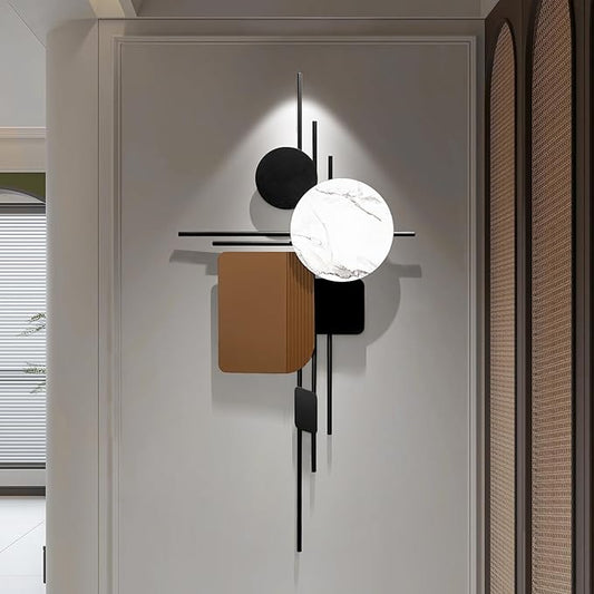 HEBOIX Large Metal Wall Decor Modern Metal Wall Art 3D Wall Sculptures Handmade Wall Hanging Wall Decoration for Living Room/Dinning Room/Bedroom/Entryway/Kitchen/Office