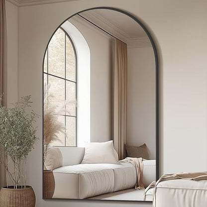 MELOMOIR Arched Full Length Mirror, 44"x72" Oversized Floor Mirror Freestanding, Large Full Body Mirror for Bedroom Living Room, Tempered Glass, Black