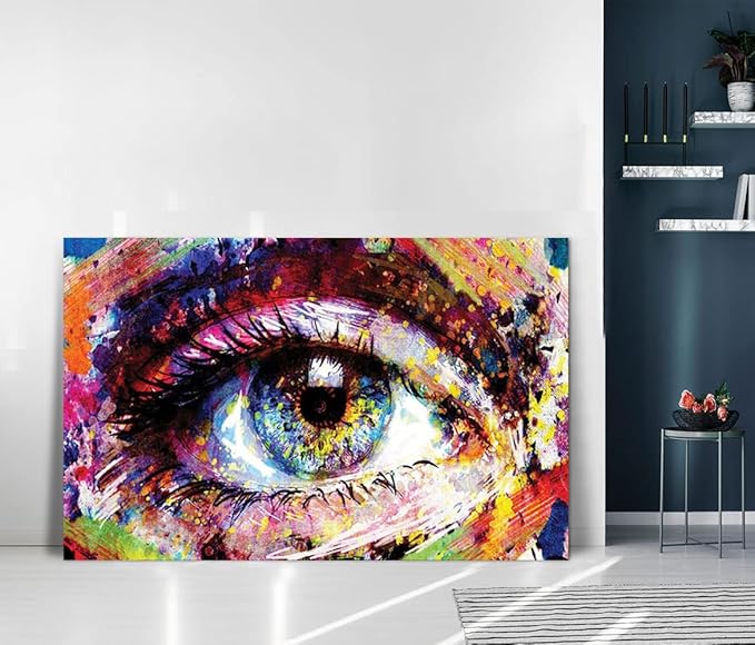 Graffiti Paintings Canvas Colorful Wall Art Living Room Decor Eye Pictures Contemporary Home Decor Modern Artwork Posters and Prints Framed Gallery Wrapped Ready to Hang - 28x44 inch