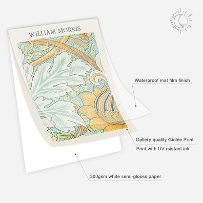 Habseligkeit William Morris Wall Art Prints, Retro Wall Decors for Room Aesthtic, Warm Posters for Bedroom Decor Aesthetic Unframed, 8x10in, Set of 6