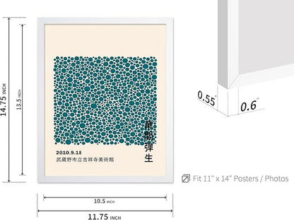 Poster Master Vintage Poster - Retro Pop Art Print - Gift for Artist, Friend - Infinity Dots, Japanese, Polka, Modern, Abstract - Wall Decor for Home, Office, 11x14 White Framed