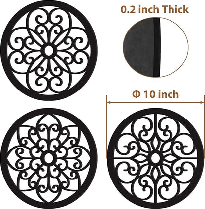 Bnesi 3 Pieces Thickened Rustic Wood Wall Decor,Farmhouse Circle Wall Decor Modern Kitchen Art Circular Living Room Dining Room Hallway Decoration for Walls(Modern style)