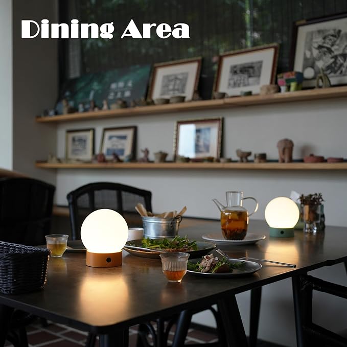 WEILAILUX Small Cute Cordless Table Lamp Rechargeable, Battery Operated Shower Lamp Waterproof, Touch Dimmable Globe Ambient Light for Outdoor/Bedside/Patio/Dining (Khaki)