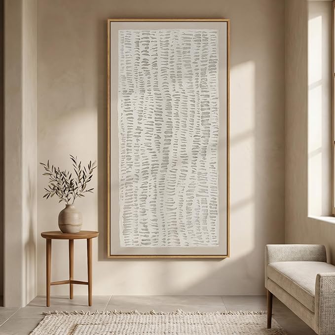 Large Framed Neutral Abstract Wall Art for Living Room, Beige Minimalist Horizontal Canvas Prints Paintings Artwork for Walls, Modern Wabi-Sabi Pictures Wall Decor for Bedroom Dining Room, 30x60 In