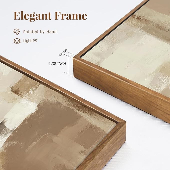Neutral Abstract Textured Framed Canvas Wall Art Set, Minimalist Wall Decor Modern Art Prints, Black Brown Wall Painting Artwork for Living Room,Bedroom,Dining Room,Office, 16"x24"x3