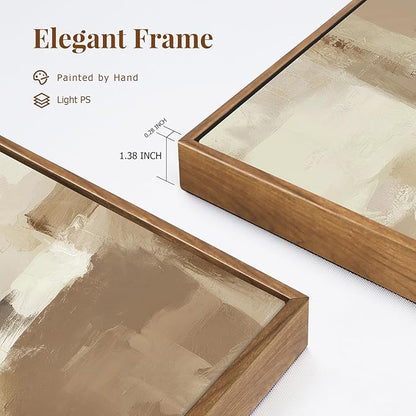 Neutral Abstract Textured Framed Canvas Wall Art Set, Minimalist Wall Decor Modern Art Prints, Black Brown Wall Painting Artwork for Living Room,Bedroom,Dining Room,Office, 16"x24"x3