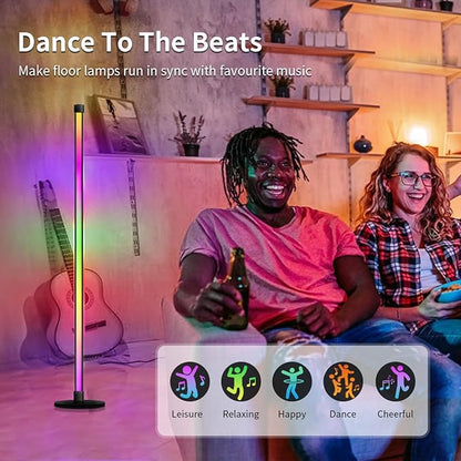 LED Floor Lamp, 63-Inch RGB Corner Light with Music Sync, Smart App Control, 16 Million Colors, Remote Control for Living Room, Bedroom, Gaming Room