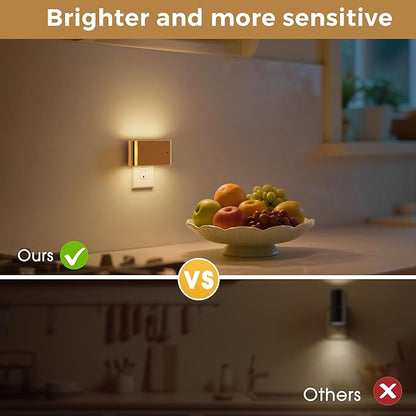 L LOHAS LED Night Light, 2 Pack Dimmable Modern LED Night Lights Plug into Wall,Dusk to Dawn Sensor Night Lights for Kid, 0-100LM 3000K Soft White Nightlight for Hallway Bedroom Stairway(Gold)