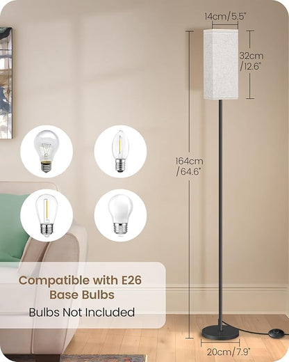 2 Pack Floor Lamp, Pole Lamp with Foot Switch, Modern Standing Lamp Lampshade, Minimalist Freestanding Lamp (Bulb Not Included), for Living Room, Bedroom Office, Black and Beige E07LDP205