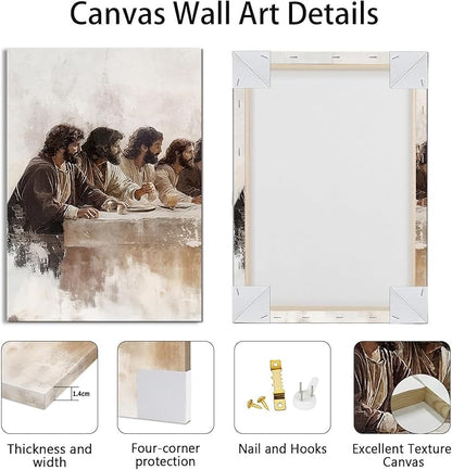 WENGTIAO 3Pcs Christian Wall Art Prints Jesus Last Supper Canvas Painting Poster Religious Scripture Pictures Bible Renaissance Easter Artwork For Dining Room Living Room Church 12x16 inch