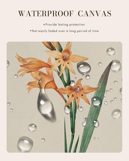 Bzstyleart Vintage Wall Art Decor for Living Room, Gladiolus Yellow Flower Wall Art Botanical, Vintage Floral Botanical Prints, Gold Framed Artwork Room Decor Aesthetic for Bedroom, 12 x 16 Inch