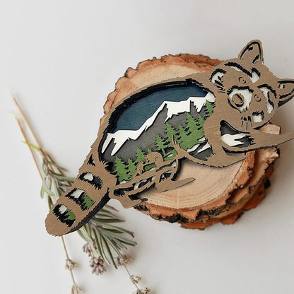 Laozai Wooden Forest Animals Raccoon Decor Cabin Rustic Decor Wall Decorations Mountain decor for Bedroom Living Room Table Decorative