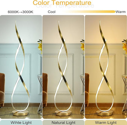 Gold LED Floor Lamp;40W Art Interior Decoration Home Nordic Standing Lamp for Living Room Lighting ; 3Color Remote Control Dimming