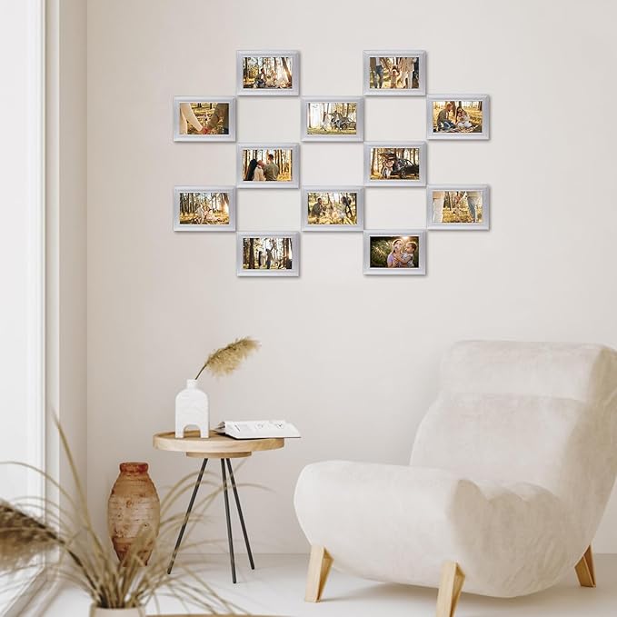 Giftgarden 4x6 Picture Frame Silver Set of 12, Multi Modern 4 by 6 Photo Frames Bulk for Wall or Tabletop Display