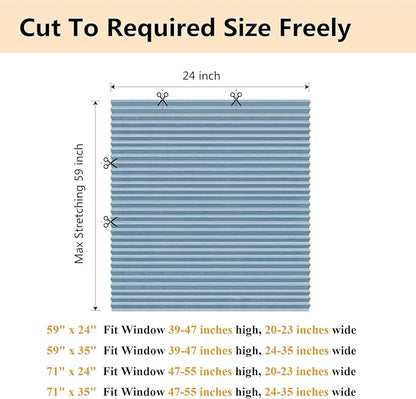 Window Blinds Cordless No Drill Cut to Size Clip On Stick On Self Adhesive Temporary Blinds Pleated Paper Blinds for Windows Doors Shades for Home Nursery Bedroom Kitchen Bathroom