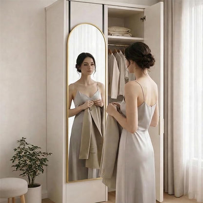 Simple Deluxe 47x14 Arched Full Length Mirror Over The Door, Wall Mounted Full Body Mirror, Modern Gold Aluminum Alloy Frame, HD Reflection, for Bedroom, Living Room, Entryway, Gold