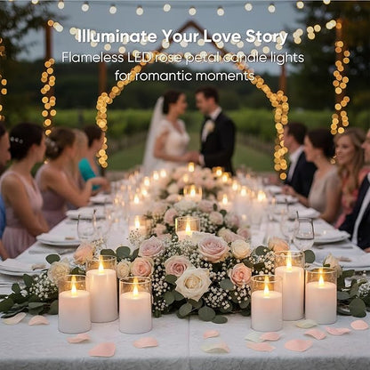Amagic 3"×4" 5" 6" 6" 6" White Flameless Candles with Remote and Timer, Realistic Flickering Battery Operated Acrylic Led Fake Candles for Home Wedding Party Fall Christmas Decor, Set of 5