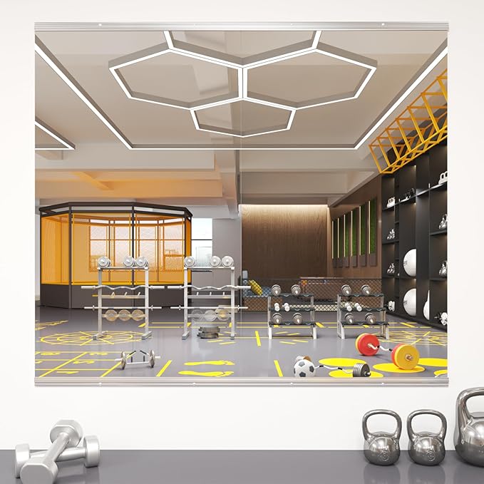 pertetey Home Gym Mirror, 2Pack 48X24 Inch Frameless Large Tempered Glass Wall Mounted Full Mirror for Gym, Yoga Studio, Dancing Studio