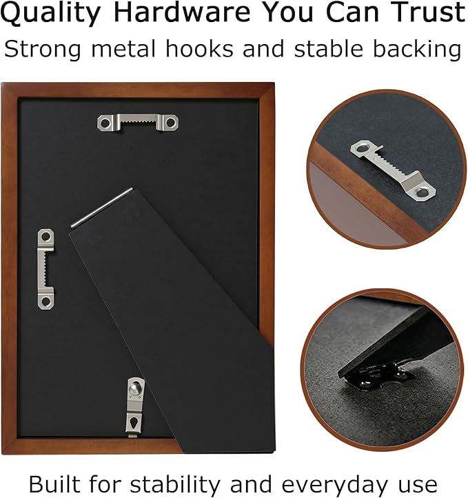 brisafe Solid Wood Picture Frame 5x7, Deep Poplar Wood Frame with 2mm Tempered Glass, Tabletop & Wall Display, Horizontal or Vertical, Fits 5x7 Photo or 4x6 With Mat, Mothers Day Gifts, Walnut