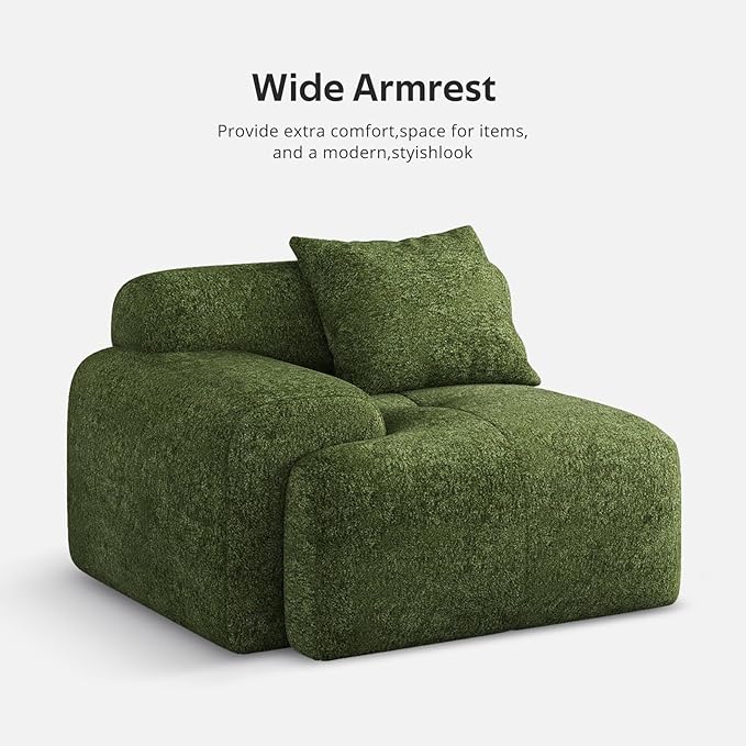 Modern L-Shaped Modular Sectional Sofa for Living Room，Oversized 3-Seater Couch with Deep Seat and Movable Ottoman – No Assembly,Comfortable Suede Fabric Boneless Sofa (Dark Green)