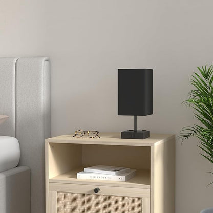 Table Lamp for Bedroom, 3 Way Dimmable Touch Bedside Lamp, Small Lamp with 2 USB C+A Charging Ports, Black Nightstand Lamps for End Table, Living Room, Desk, Bulb Included
