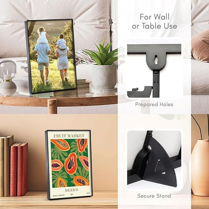 MANTELLO ESSENTIALS Picture Frames, 5x7 Picture Frame Buk, 6 Pack of Black Thin Frames, 5x7 Frame, Picture Frame Set of 6