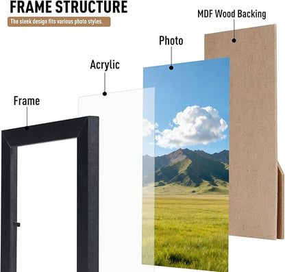 MAXECHO Picture Frame Set of 5, Two 5"x7", Three 4"x6", Black Gallery Photo Frame for Collage Wall and Tabletop Display Home Decor