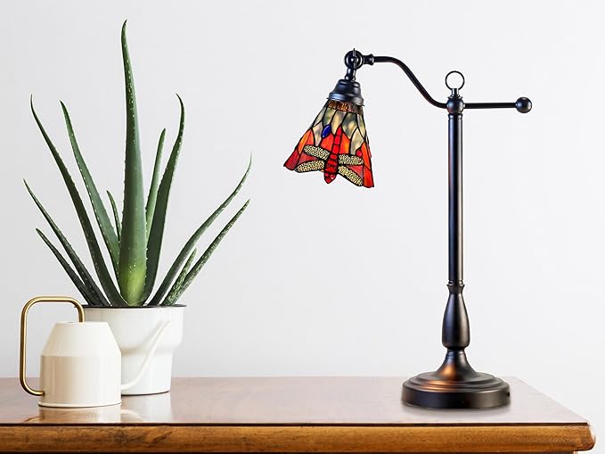 Dale Tiffany TA25030 Tiffany Desk Lamp with Handmade Stained Glass Shade, La Anza, Multicolor, 24-Inch Tall
