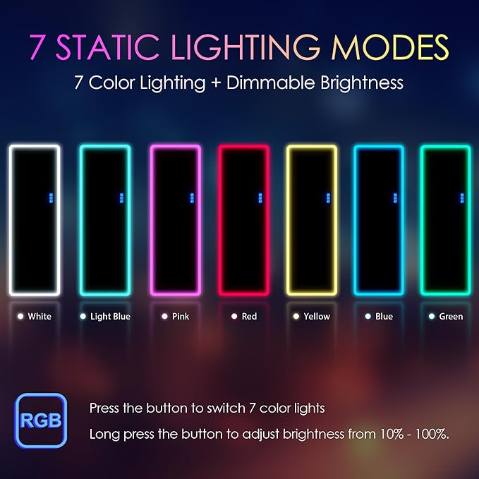 LVSOMT 47" x 16" Full Length Mirror with Lights, RGB LED Over the Door Mirrors, Wall Mirror Full Length, Door Hanging Mirror for Bedroom Living Room Cloakroom
