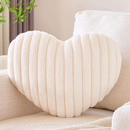 Heart Pillow, Heart Shaped Pillow with Soft Plush for Couch Bed, Decorative Throw Pillows for Bedroom Livingroom, Cozy Heart Pillows Home Decor Pillow Cushion (White, Mini 12.9" x 9.8")