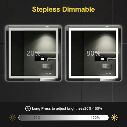 LED Bathroom Mirror with Lights - Anti-Fog, Dimmable, Backlit+Frontlit, 3 Color Light - 30"x30" Lighted Vanity Mirrors for Wall, Shatterproof Tempered Glass, Memory Function