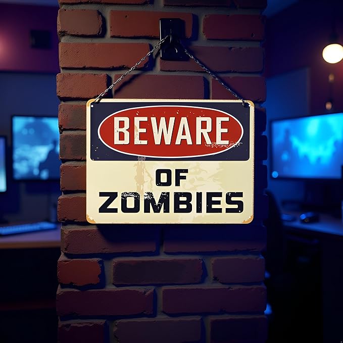 Warning Beware of Zombies Funny Tin Sign Bar Pub Garage Diner Cafe Home Wall Decor Home Decor Art Plaque Retro Vintage