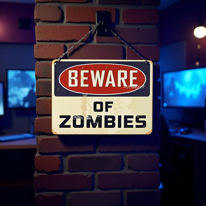 Warning Beware of Zombies Funny Tin Sign Bar Pub Garage Diner Cafe Home Wall Decor Home Decor Art Plaque Retro Vintage