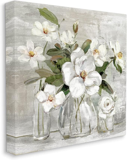 Stupell Industries 'Blooming White Florals Distressed Painting Country Still Life', Canvas Art, 36 x 36 Inches, Easy to Hang and Sturdy, Made in USA, by Sally Swatland