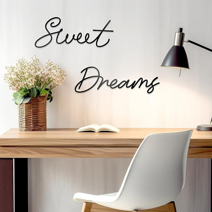 Sweet Dreams Wall Decor For Bedroom, Black Metal Above Bed Wall Decor Large Modern Living Room Farmhouse Sign Wall Decorations For Office Home Bedroom Art (Black, Farmhouse)