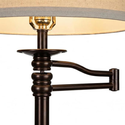 Brightech Caden LED Floor lamp, Great Living Room Décor, Tall Lamp With Swing Arm, Classic Lamp for Living Rooms & Offices, Industrial Standing Lamp for Bedroom Reading - Bronze