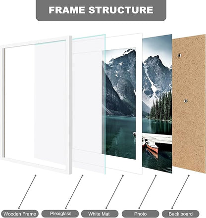 Hongkee 18x24 Frame Set of 3 - Display 16x20 Photo with Mat or 18 x 24 Poster without Mat, Wall Mounting Horizontal and Vertical, White