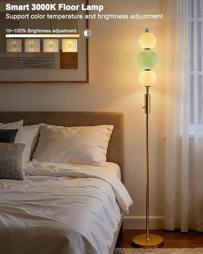 Lightdot Globe Floor Lamp with 3 Color Temperatures Smart LED Bulbs Included, Dimmable Unique Corner Floor Lamp, Blue Modern Standing Lamp Tall Lamp for Living Room/Bedroom/Gaming Room/Decor Office