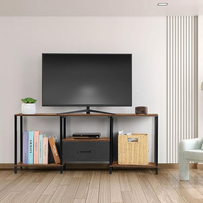 LIANTRAL Black Bedroom TV Stand with Storage Cabinet up to 50 inch TV, Small TV Console Table with Power Outlets 45 inch Media Entertainment Center for Living Room Bedroom (Rustic Brown)