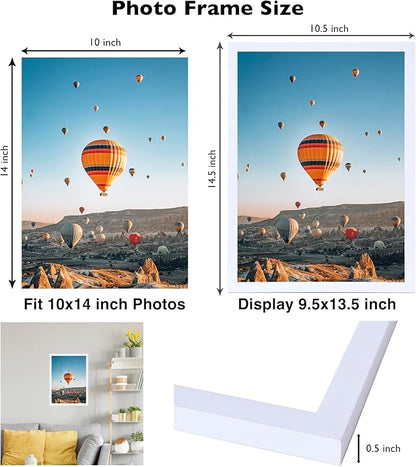 JCJMY 10x14 Picture Frame Set of 6 for 30 x 40cm Diamond Painting Art, Wall Mounting Horizontally or Vertically, 10 x 14 Wall Gallery Poster Photo Frame with Shatter Resistant Plexiglass,6 Pack, White