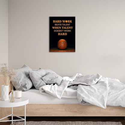 Jumong Motivational Wall Decor Basketball Canvas Wall Art Inspirational Sayings Posters Wooden Frame Encouraging Canvas Posters for Office Work Dorm Home Living Room Bedroom and Gym