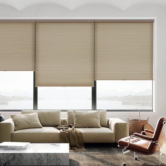 LazBlinds Cordless Cellular Shades, Light Filtering Honeycomb Shades for Home, Thermal Insulation Noise Reduction Blinds for Windows, 36'' W x 48'' H, Taupe
