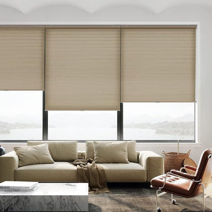 LazBlinds Cordless Cellular Shades, Light Filtering Honeycomb Shades for Home, Thermal Insulation Noise Reduction Blinds for Windows, 30'' W x 64'' H, Taupe