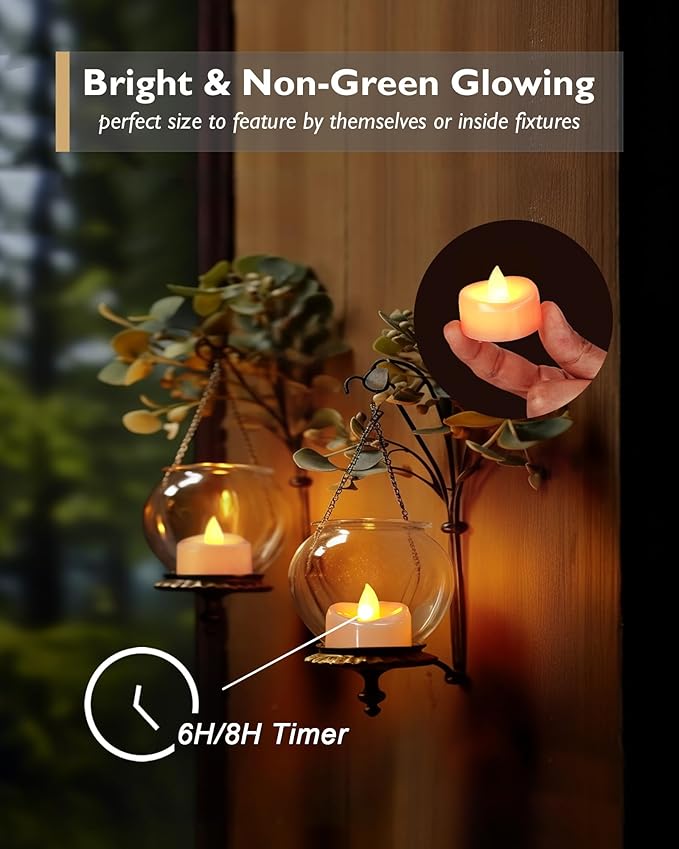 merrynights LED Candles with Remote and Timer, 12PCS Flameless Tea Lights Candles Battery Operated, Remote Control Tea Lights with 6/8 H Timer for Halloween Christmas Holiday Warm Yellow