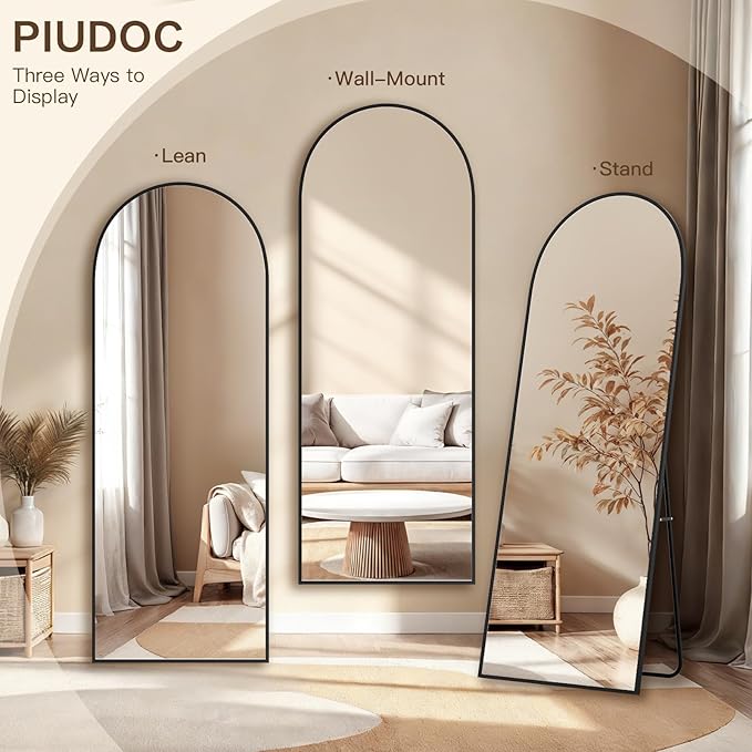 76"x34"Floor Mirror Full Length,Arched Full Length Mirror with Stand,Full Body Mirror,Hanging or Large Leaning for Bedroom Living Room Black