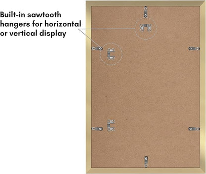 Americanflat 12x18 Poster Frame with Polished Plexiglass - Set of 5 - Use as 11x17 Frame with Mat or Display 12x18 Photo Without Mat - Galleria Collection - Picture Frames for Wall Display - Gold