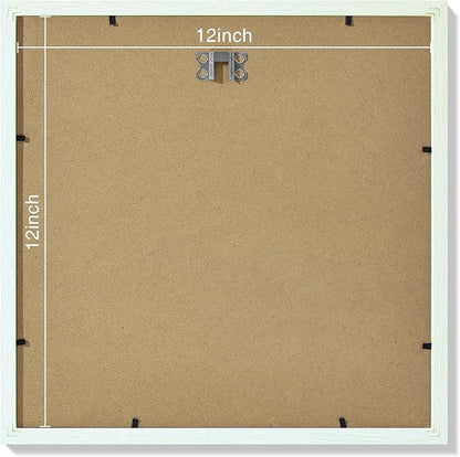 Vittanly 12x12 Picture Frames Set of 9, Shatter Resistant Plexiglass, Display 8x8 Pictures with Mat or 12x12 without Mat, Photo Frames for Wall Mount, Engineered Wood, Vintage Green