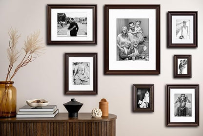 Yaetm 16x20 Picture Frame Matted to 11x14 Set of 4, 1.4" Wide Molding & Dark Brown Poster Frames 16 x 20 for Wall Gallery, Home and Office, Wall Mount (4 Pack, Brown)