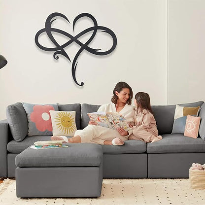 OYEFLY Infinity Heart Metal Wall Decor,Infinity Heart Wall Decor for Room Living,Wedding Decor (Black, style1 23.6 x 20.6in)