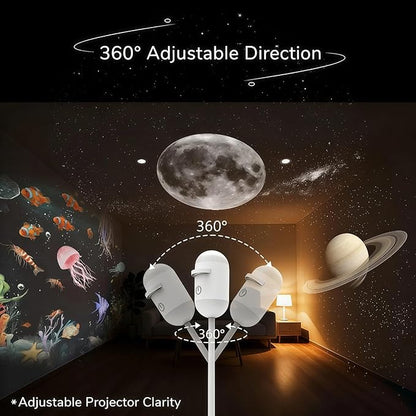 2-in-1 Galaxy Projector Night Light, USB Powered with Flexible Gooseneck & Touch Control for Bedroom, Car (6 Pieces)